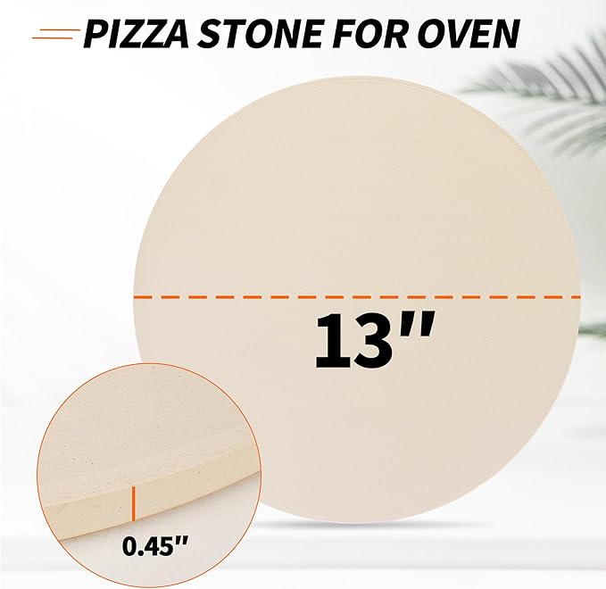 Round Pizza Stone for Oven, 13" Cooking Stone Compatible with Breville Smart Oven BOV800 BOV845, Cordierite Baking Stones for BBQ Grill, Pizza Stones BOV800PS Replacement for Breville Oven Accessories