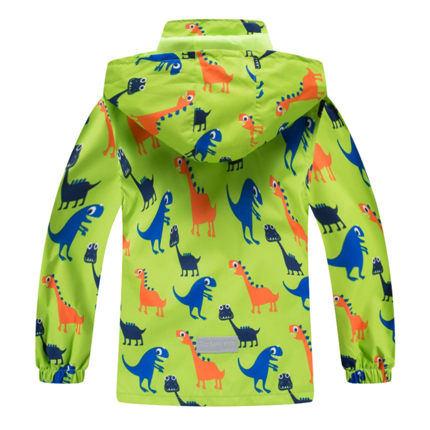 IjnUhb Waterproof Hooded Jacket for Boys Girls,Kids Raincoats Outdoor Windbreaker Dinosaur Rain Jacket (Green,4T)