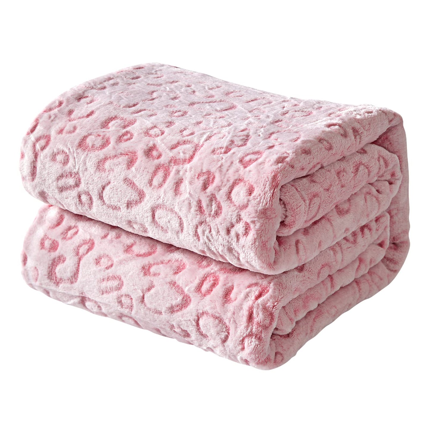 FY FIBER HOUSE Pink Throw Blanket Leopard Print Blanket Flannel Fleece Cheetah Print Cute Plush Throw for Couch, 50"X60"