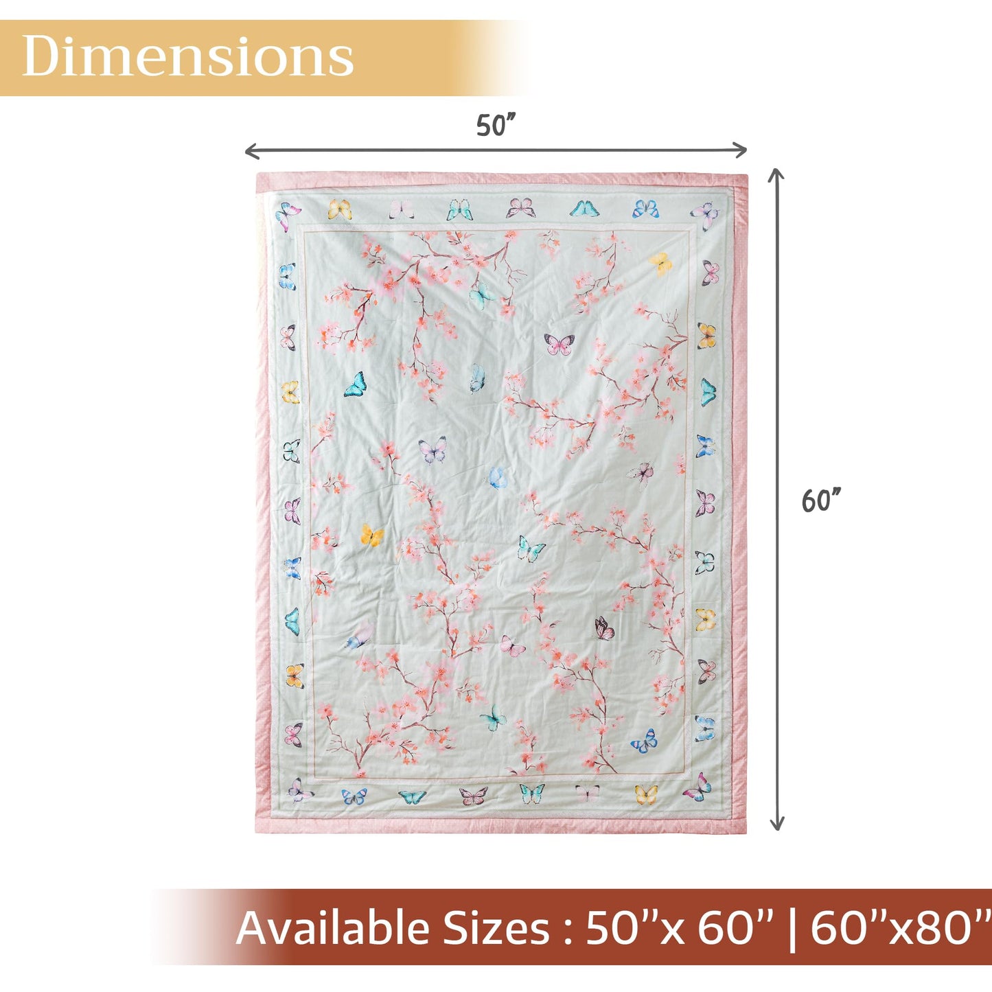 Maison d' Hermine Throw Blanket for Couch Lightweight Soft Warm Breathable Cotton Throw Blankets for Bed Girls Boys Women Men Gifts Sofa Travel Living Room Chair Bedding (60"x80", Blossoms in Spring)