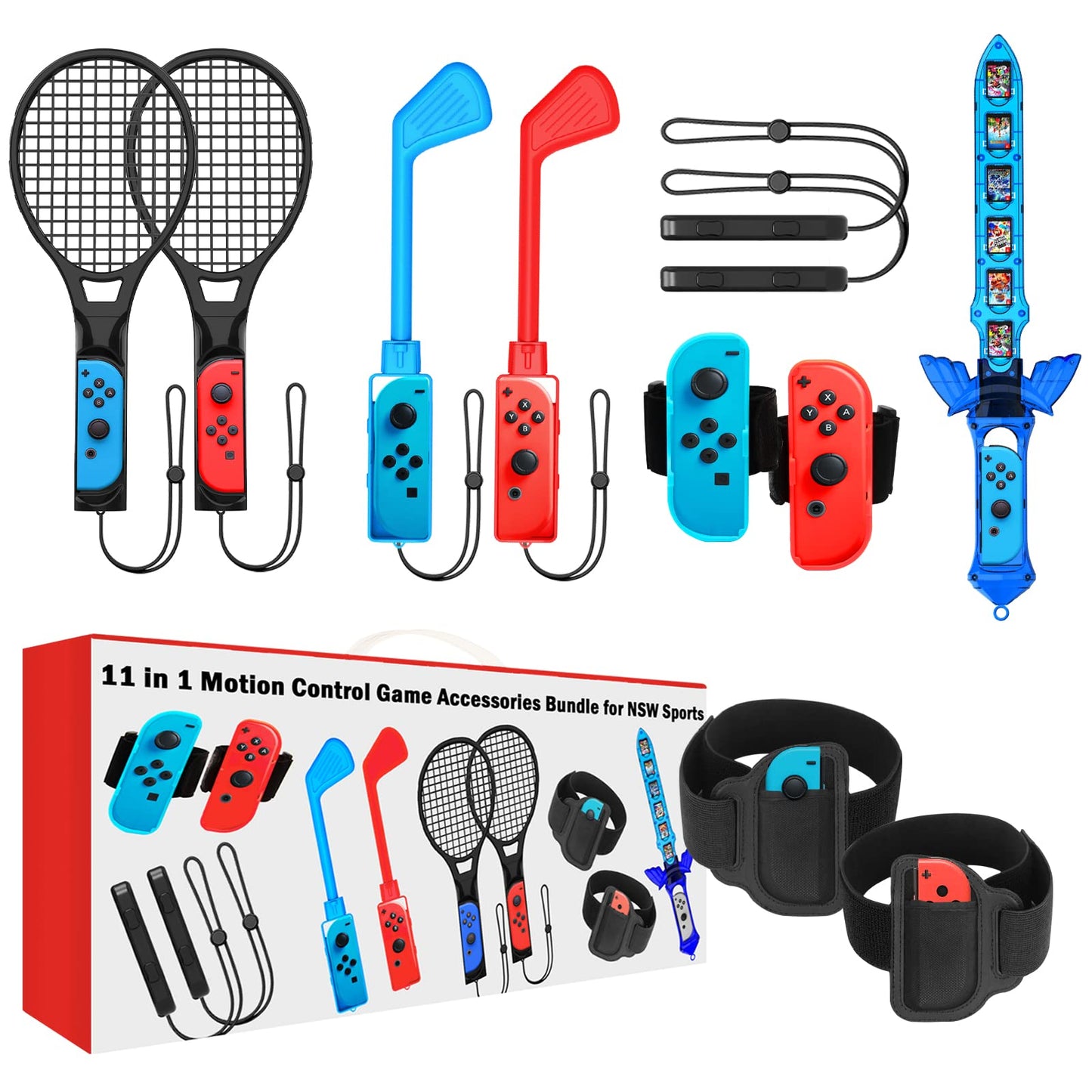 Switch Sports Accessories - CODOGOY 10 in 1 Switch Sports Accessories Bundle with Carry Bag for Nintendo Switch Sports, Family Accessories Kit Compatible with Switch/Switch OLED Sports Games