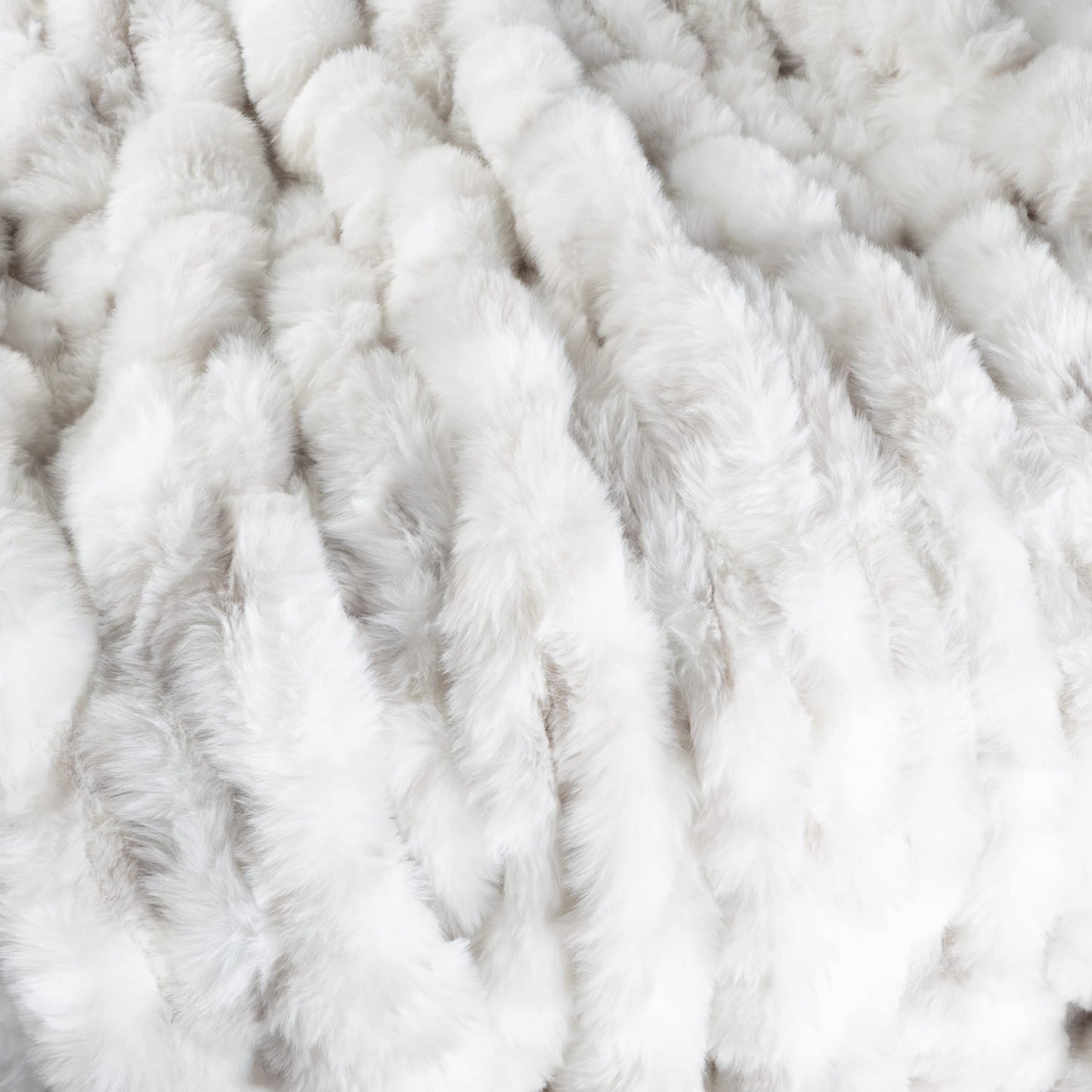 Oversized Ruched Faux Fur Blanket - 60x80-Inch Jacquard Faux Fur Queen-Size Throw for Sofas and Beds - Luxurious Bedding by Lavish Home (Gray)