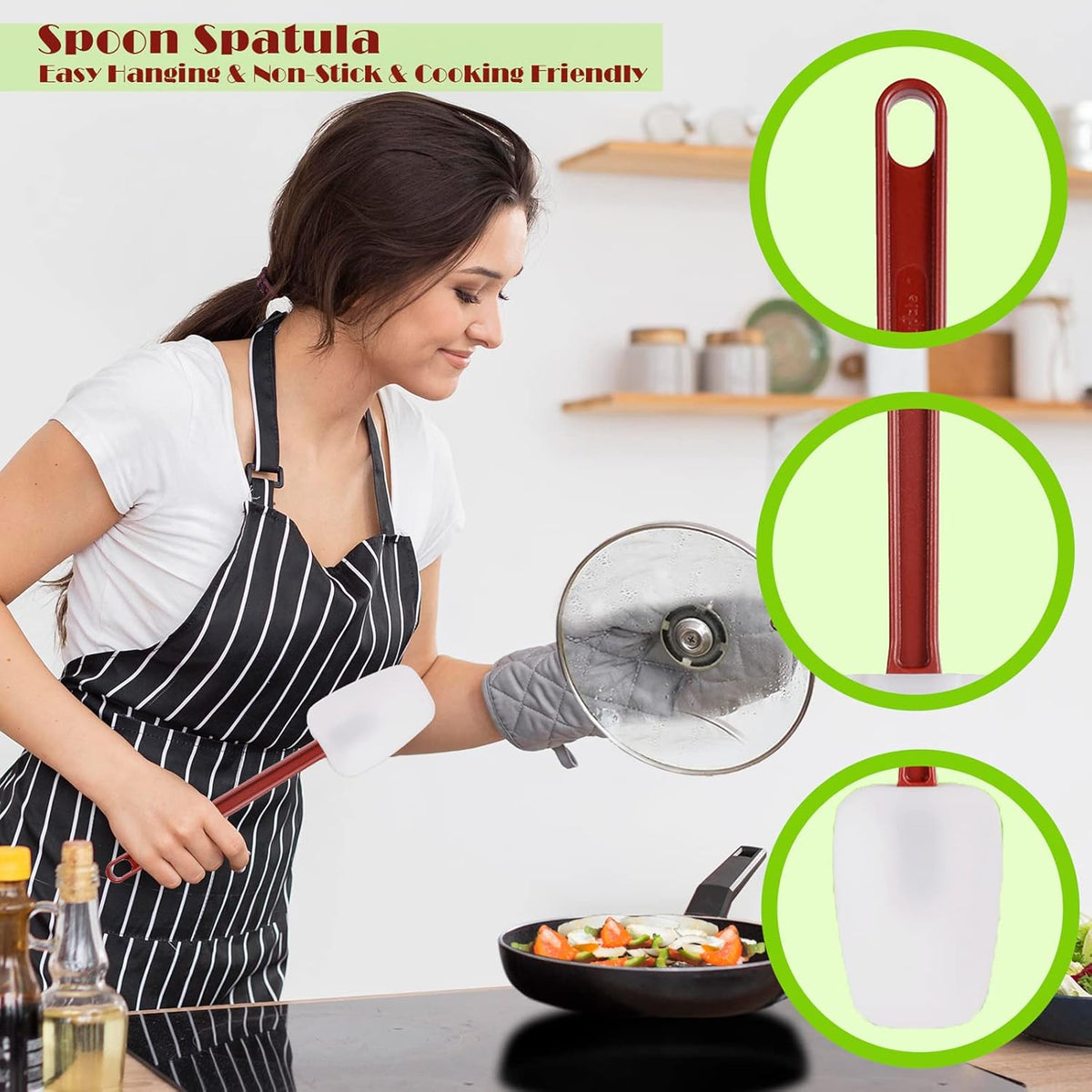 Commercial Spoonula Rubber Spatula Set, High Heat Spatula Spoon 9.5 Inches, Commercial Spatula for Cooking, Rubber Spatula Set Resistant to 500℉ (2 Spoonulas 9.5")