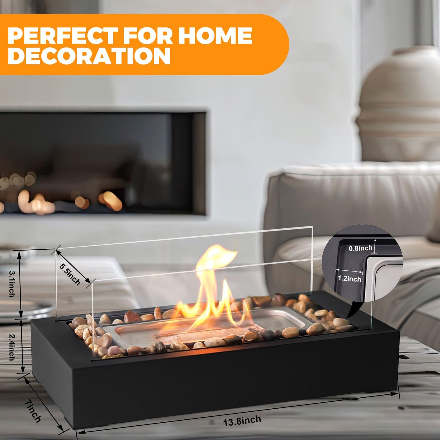 Smores Maker Kit - US Patent Design - Portable Tabletop Flame with Stones Decorated for Movie Nights, Yard, Gift for Home Decor, Housewarming, Parties and Weddings (Gel was not Included)