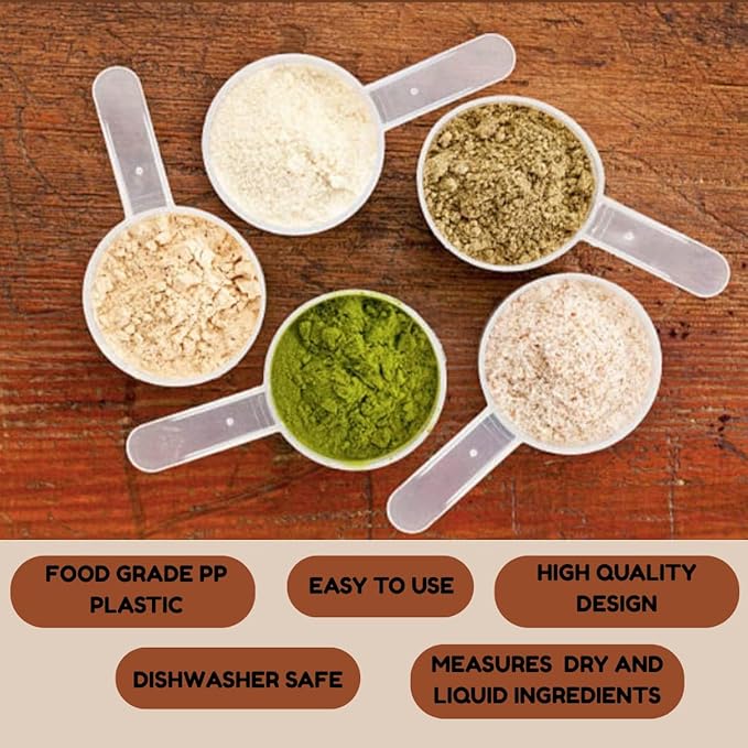 Plastic Measuring Scoop, 2 teaspoon (BOWL 10 cc | 10 mL) Long Handle Spoons for Powders, Granules, Coffee, Pet Food, Baking Supplies, Protein and Other Dry Goods, BPA Free (Set of 500)