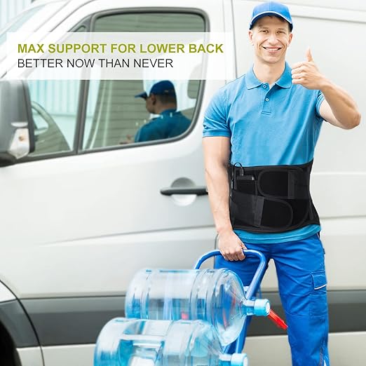 HONGJING Back Support Belt with Heat for Lower Back Pain Relief, Rechargeable Back Bace with 3 Temperature for Herniated Disc, Sciatica, Works for Men or Women (M)