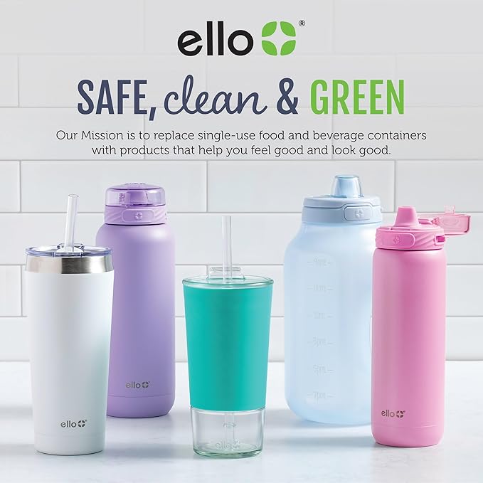 Ello Pop & Fill 40oz Stainless Steel Water Bottle with Quick Fill Technology, Double Walled and Vacuum Insulated Metal, Leak Proof Locking Lid, Sip and Chug, Reusable, BPA Free, Pastel Paradise