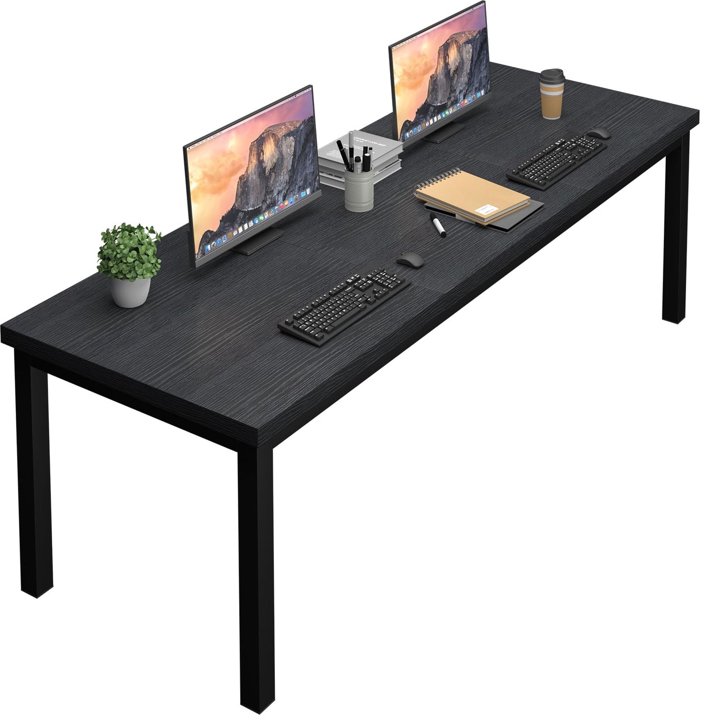 Woodalloy 78.7 Inch Large Computer Desk, Long Gaming Table, Modern Two Person Desk Large Executive Office Desk, Double Desks at Home, Perfect for Office Work, Gaming, Studying, Writing, Etc., Black.
