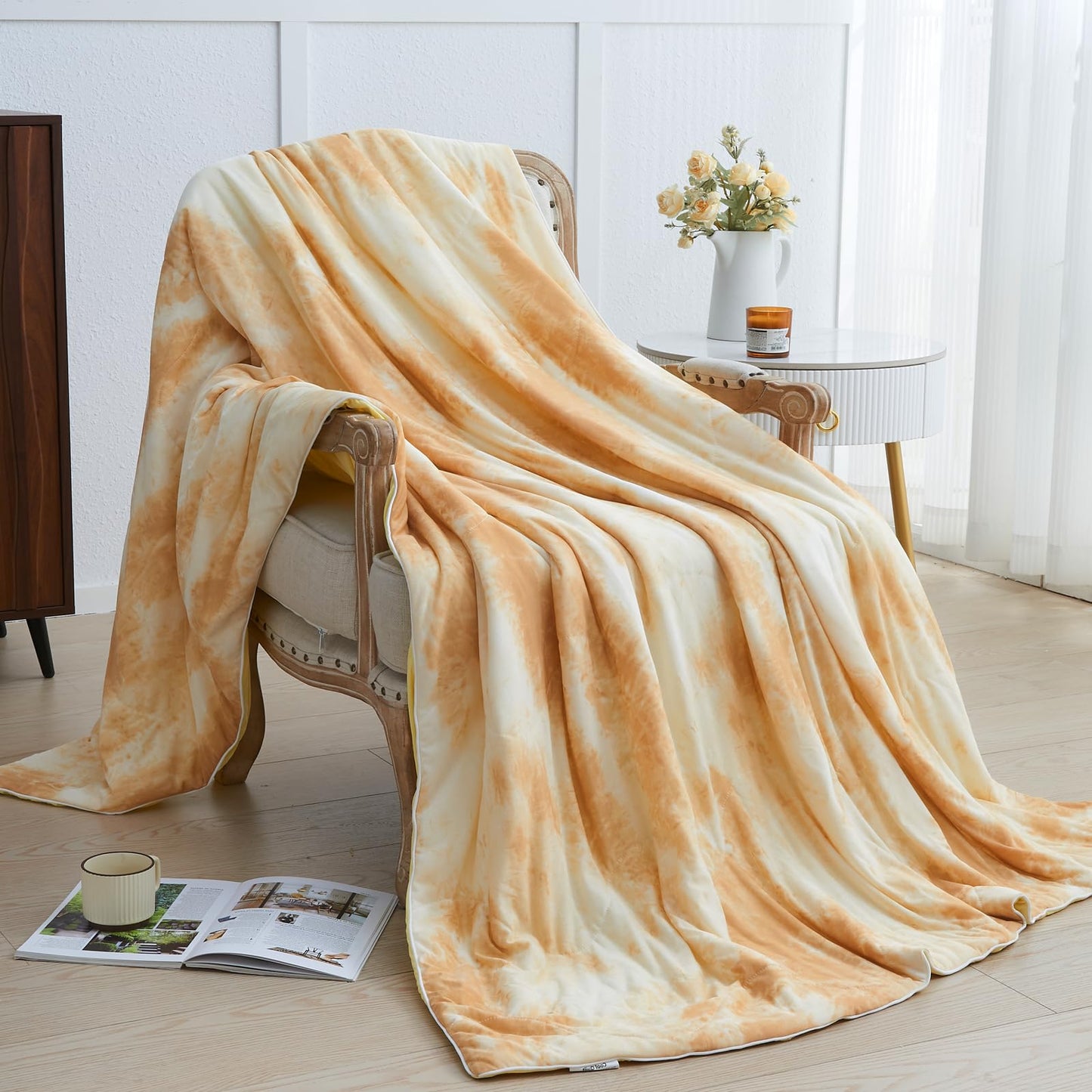 Cushious Cooling Comforter Twin Size, Summer Cooling Blankets for Hot Sleepers and Night Sweats, Lightweight Breathable Cooling Comforter Bedding for Sofa, Bed, Camping, Office