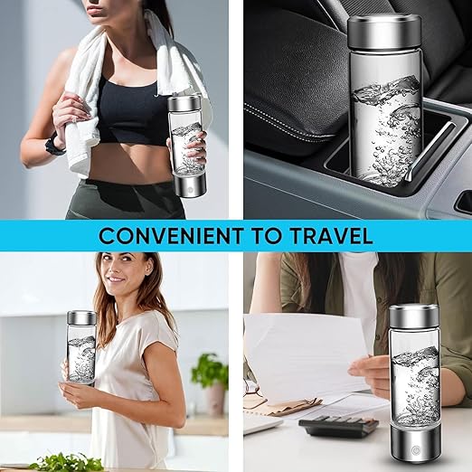 Hydrogen Water Bottle Generator Machine Updated, Portable Hydrogen Water Ionizer Machine Rechargeable, Hydrogen Rich Water Glass Health Cup 420ml Gift for Friends/Women/Men/Mom/Father/Grandpa/Grandma