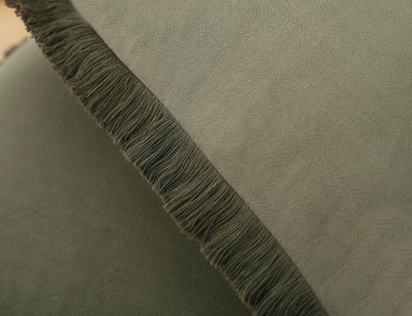 NUYECY Set of 2 Natural Linen Fringed Throw Pillow Covers,Olive Green Neutral Decorative Lumbar Pillowcase with Chic Tassel Burlap Boho Cushion Covers for Couch Sofa Farmhouse,12x20 inches