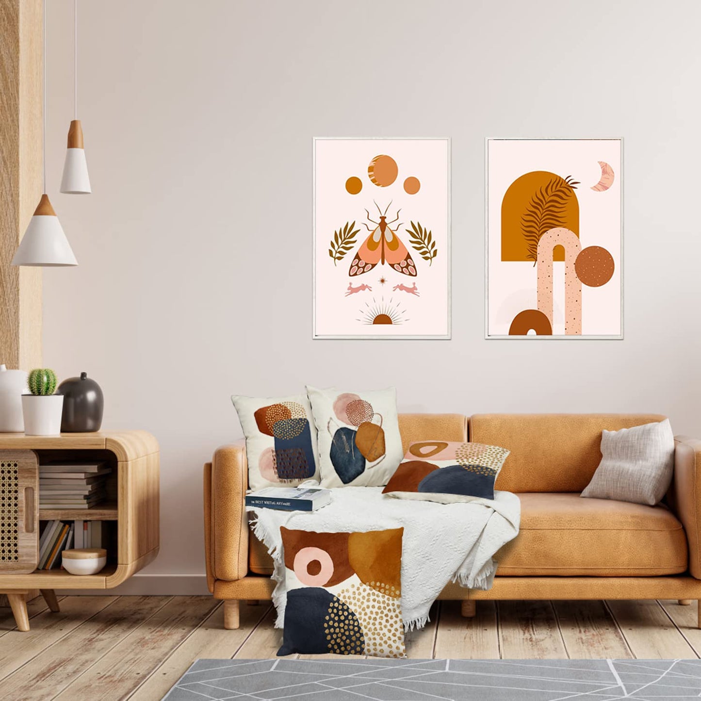 Jartinle Burnt Orange Abstract Throw Pillow Covers 18x18 Set of 4 Mid Century Modern Pillow Covers Geometric Minimalist Decor for Couch Home Decor