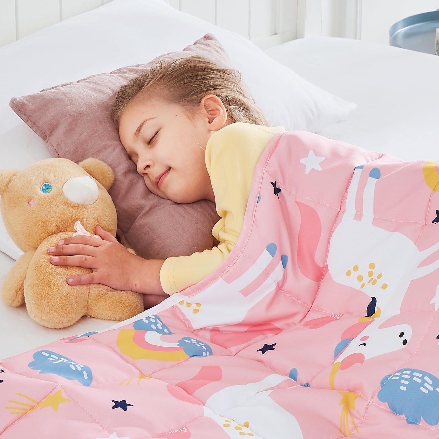 HOSUKKO Weighted Blanket - 5 lbs Pink Unicorn Heavy Blanket - Breathable Blanket(36 * 48 inches, 5 lbs)