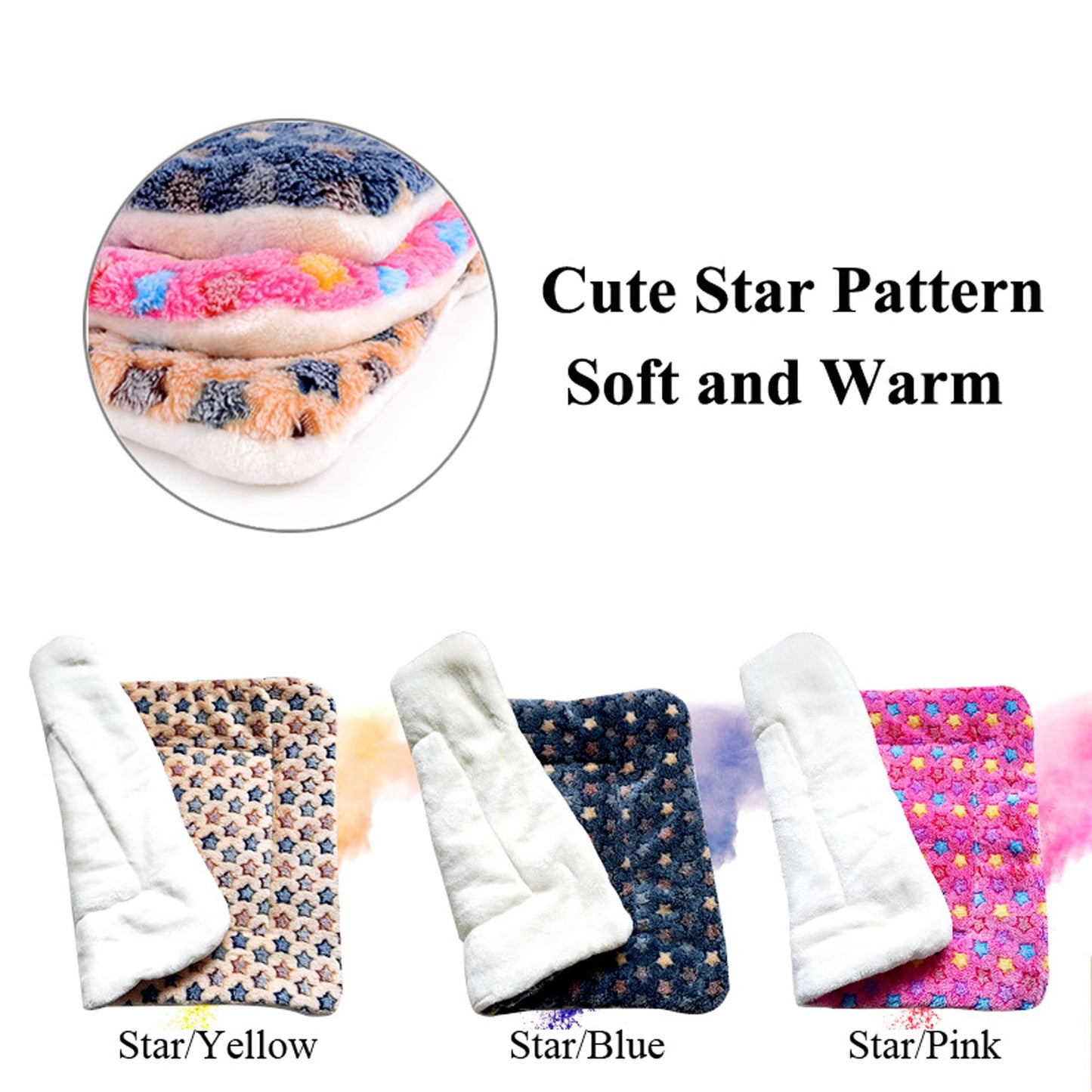 FJWYSANGU Pet Blanket Premium Fluffy Flannel Cushion Soft and Warm Mat for Dogs Cats Small Size Animal Yellow Stars