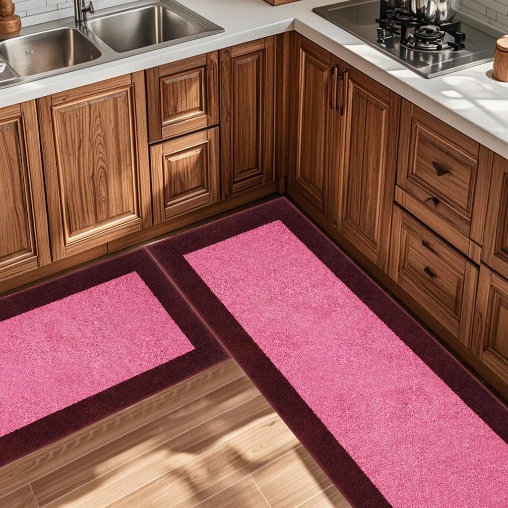 Machine Washable Runner Rugs Set of 2, (24" x 36"+ 24" x 60"), Non Slip Kitchen Mats for Floor, Absorbent Entryway Rug for Kitchen, Bedroom, Hallway, Bathroom, Door (Roll Packing)