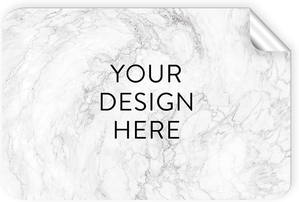 100 Custom Vinyl Stickers - Upload Your own Image, Text, Design, Logo - Personalized Logo Labels for Handmade, Packaging, Bottle, Jars, Candle, Brand Stickers (Silver Marble, 4x2)