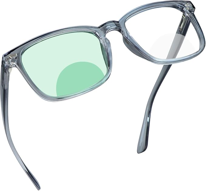 YEIN Bifocal Reading Glasses with Blue Light Blocking Lenses, Bifocal Reader for Women and Men, Vintage Square frame with Spring Hinge (+0.00/+1.00 magnification)