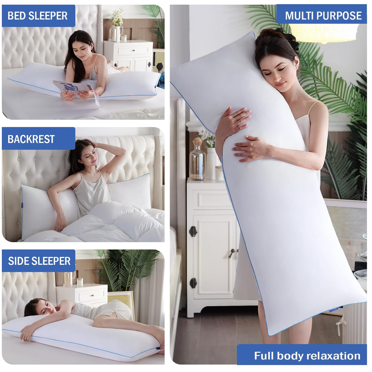 YZ HOME Memory Foam Body Pillow Insert - Full Body Pillow for Adults - Soft Large Long Bed Pillow for Side Sleeper