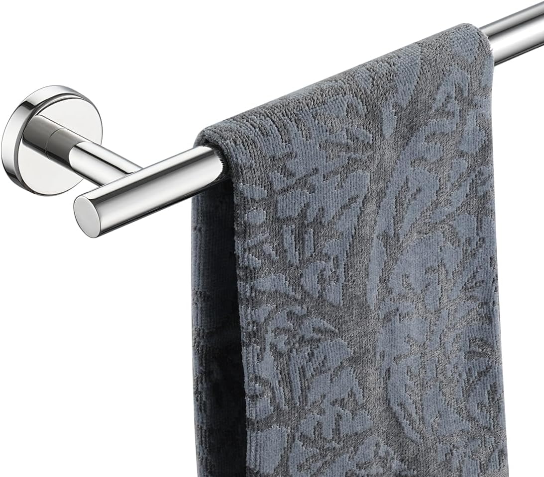 JQK Chrome Towel Bar, 20.5 Inch 304 Stainless Steel Thicken 0.8mm Towel Rack Bathroom, Towel Holder Polished Finished Wall Mount, Useable Length 18 Inch, TB110L18-CH