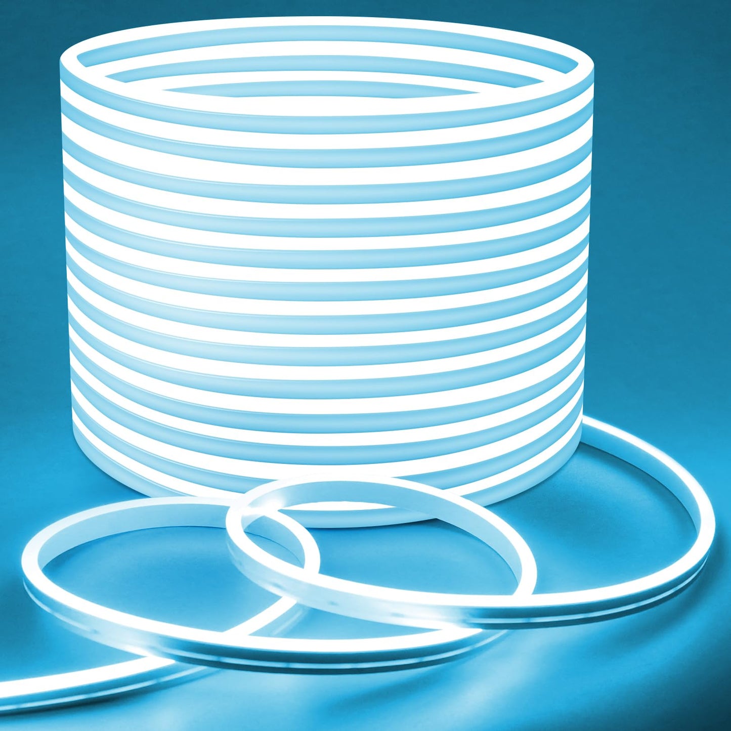 Lamomo White Led Strip Lights, 16.4ft/5m Neon Light Strip, 12V Flex Waterproof Neon LED Strip Silicone LED Neon Rope Light for Kitchen Bedroom Indoor Outdoor Decoration（Power Adapter not Included