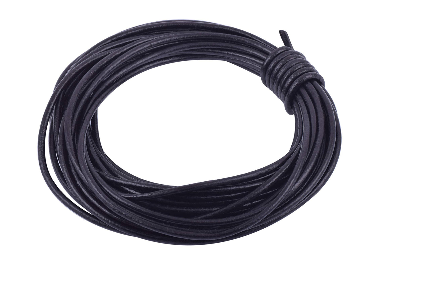 KONMAY 3.0mm Round Real Leather Cord, 10 Yards Black Leather String Cord for Jewelry Making, Necklaces, Bracelets and Crafting