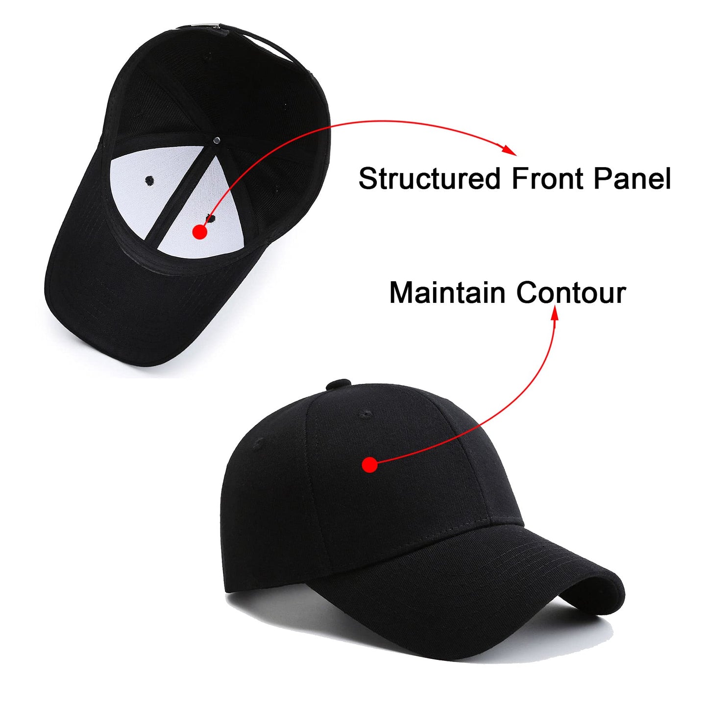 PFFY 2 Packs Baseball Cap Golf Dad Hat for Men and Women Hat Black +Khaki