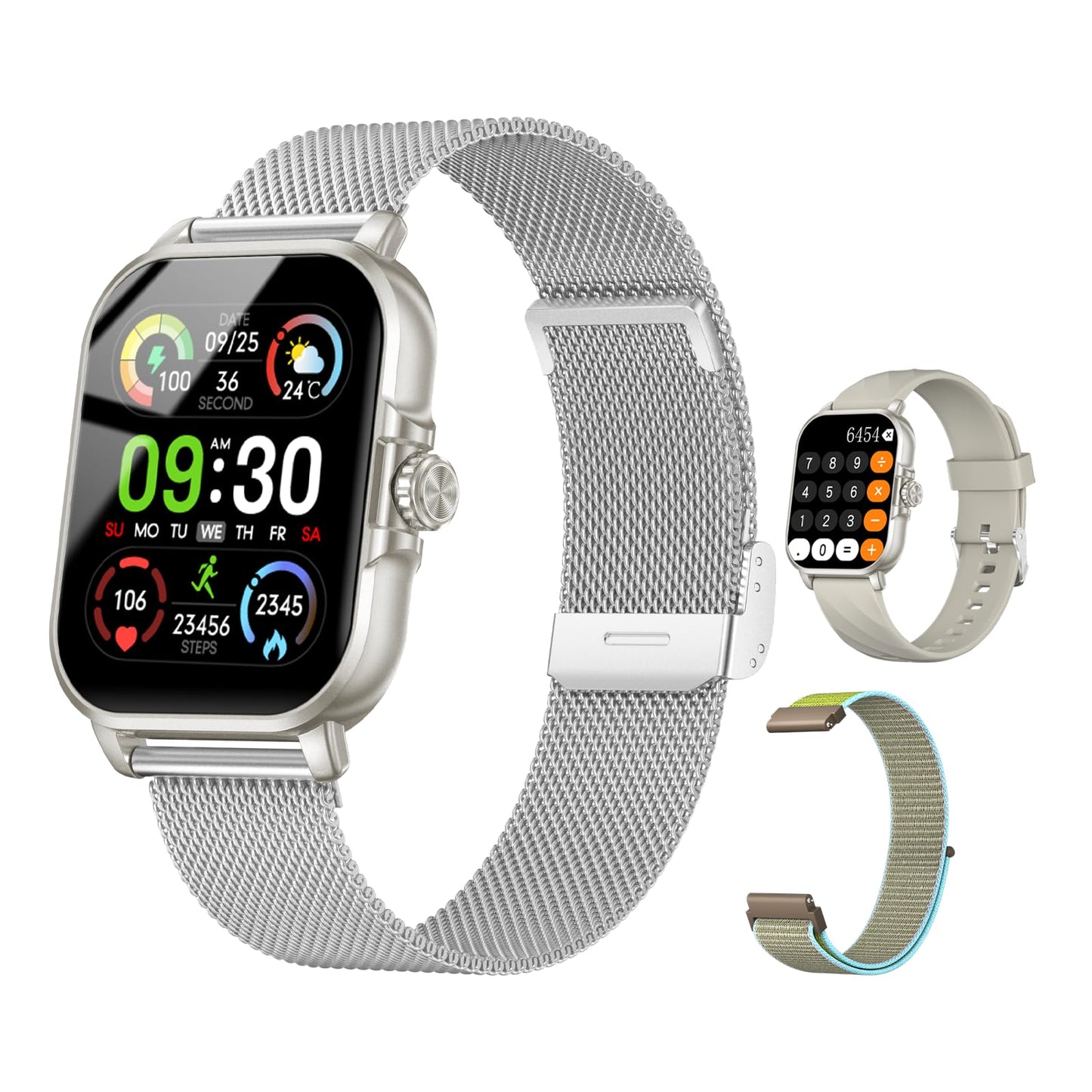 Smart Watches for Women Men Fitness Tracker Watch 2.04 HD Screen Sport Watch with ChatGpt AI Voice 3 Bands Step Counter 24/7 Heart Rate Sleep Monitor Smartwatch for Android iOS (Silver)