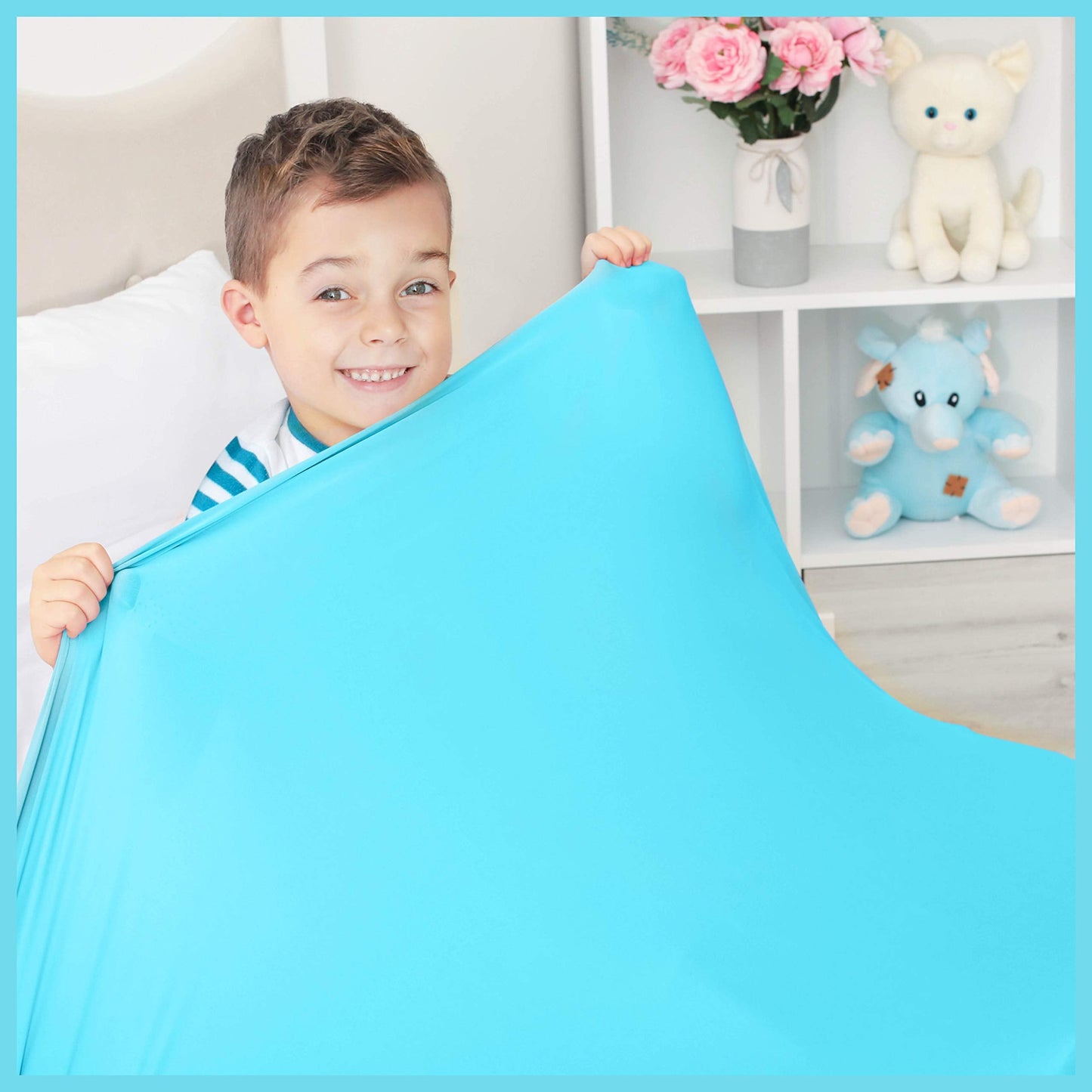 Sensory Compression Blanket | Spandex Bed Sheet for Kids & Adults | Deep Relaxing Feeling, Release Oxytocin | Helps with: SPD, Anxiety, ADHD, Autism and More | Breathable & Stretchable | Queen Size