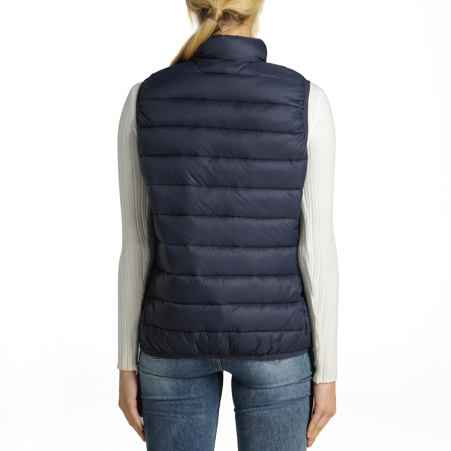 Alpine Swiss Jodie Womens Puffer Vest Insulated Vest Jacket Water Resistant Zip up Pockets Versatile Layer Outerwear NVY 2XL