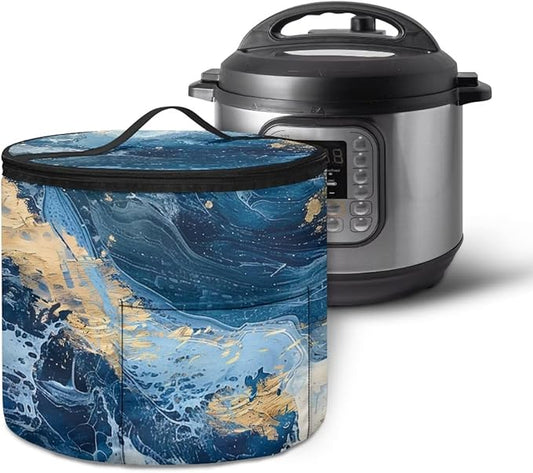 Blue Marble Electric Pressure Cooker Insulation Handbag Keep Appliance Clean Electric Pressure Cooker Bag with Accessories Pockets