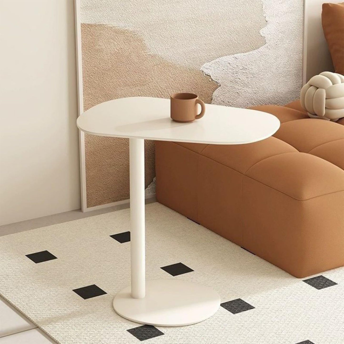 Modern Metal Side Table C Shaped End Table for Couch Slim Sofa Side Table Snack End Table Tv Trays for Eating On Couch for Dining Room, Living Room, Cafe and Balcony (1Pack)