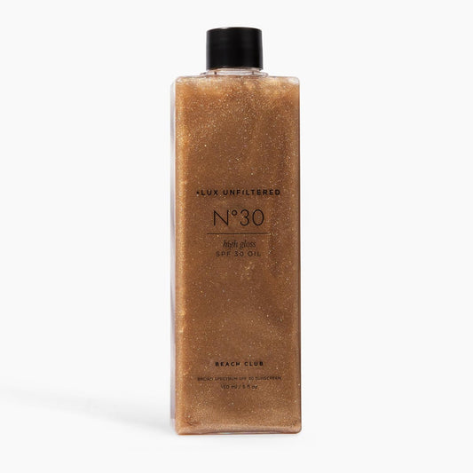 '+ Lux Unfiltered N°30 Shimmer Body Oil with SPF 30 - Hydrating & Nourishing High Gloss Tanning Oil, Instant Bronze Shimmer Sunscreen - Oxybenzone Free - Broad Spectrum Sunscreen SPF 30