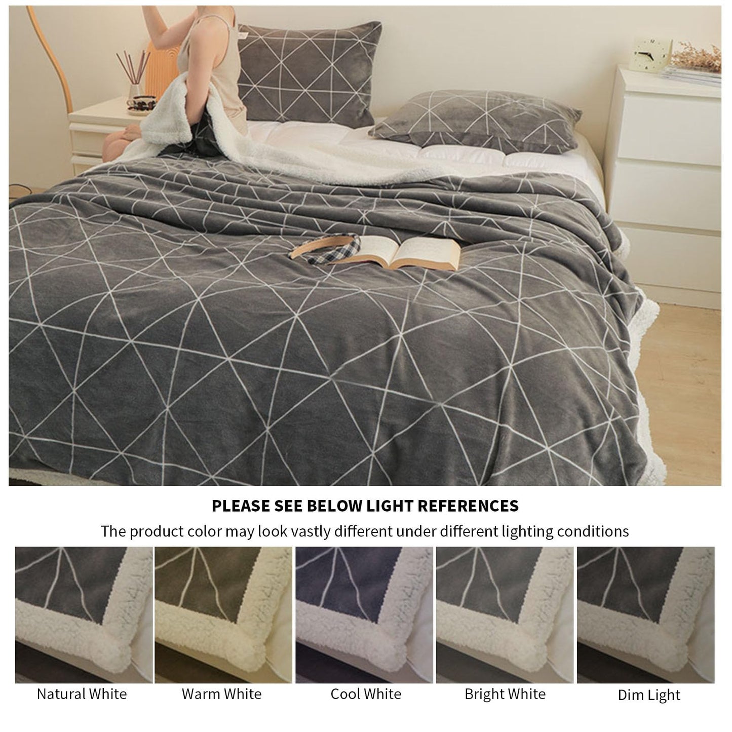PAJEO Sherpa Fleece Throw Blanket for Couch - Thick and Warm Bed Blanket Dual Sided,Soft Fuzzy Plush Throw Blanket,Throw Size 40x60 Inches