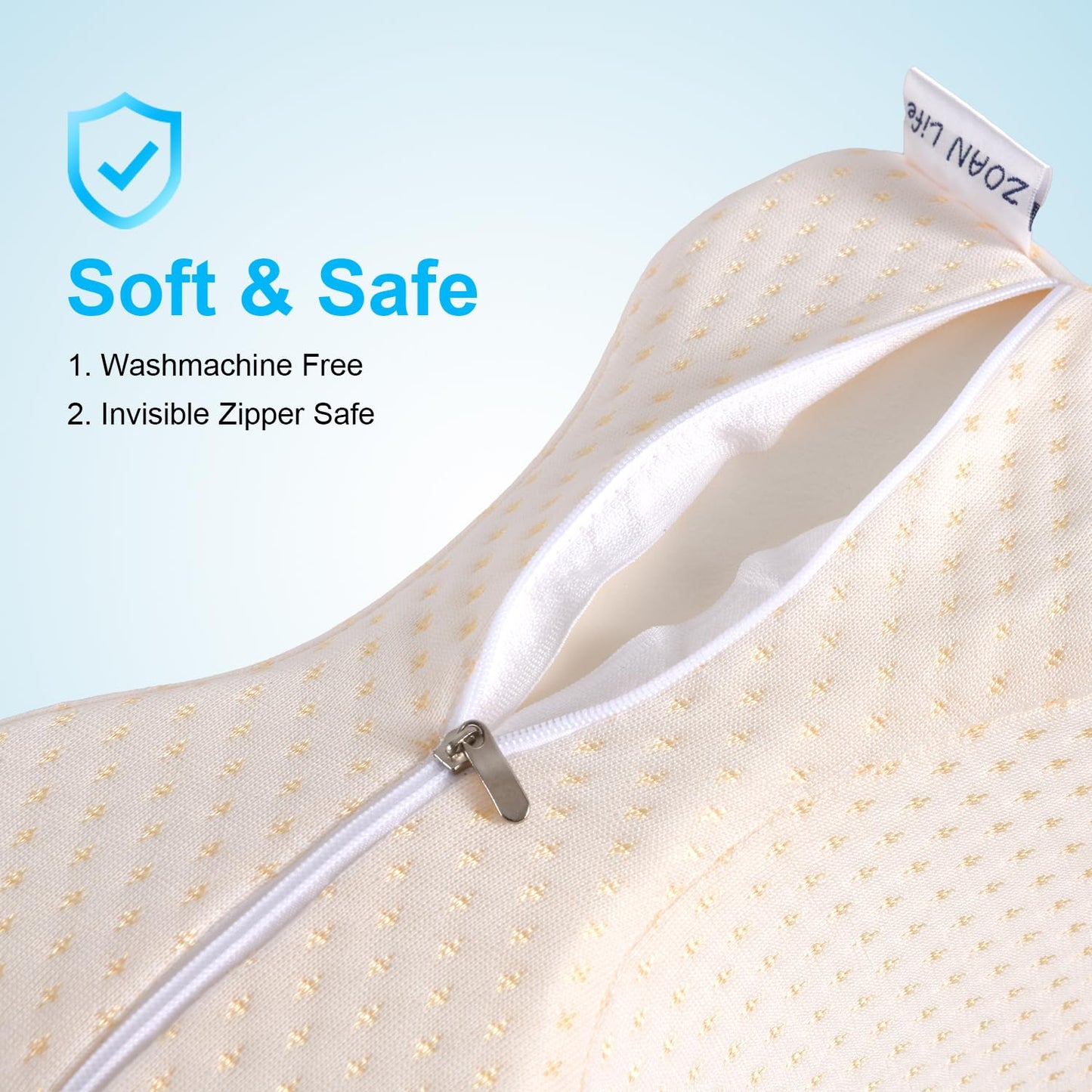 Knee Pillow Cover 10" x 8" x 6.3", Replacement Leg Pillow Case, Leg Pillow Cover Apply to Memory Foam Knee Pillow Case from ZOAN