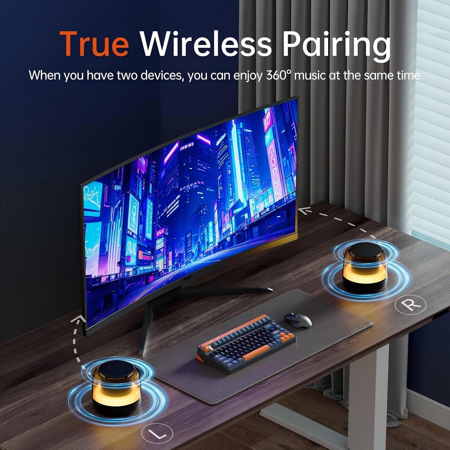 PRSCFUM Bluetooth Speaker, Mini Speaker with RGB Lights, 4H Playtime with Stereo Sound Bass, TF-Card USB, IPX7 Waterproof True Wireless Pairing for Travel, Sport, Party, Black