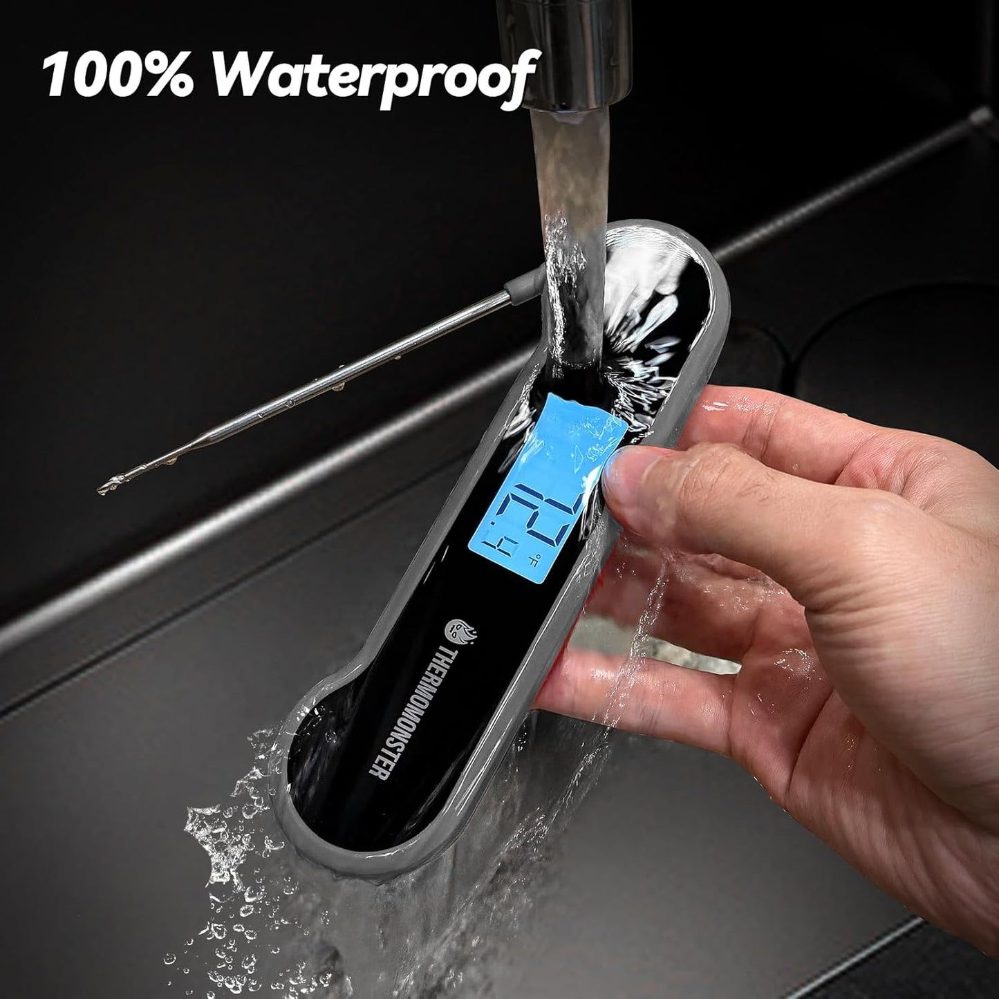 0.5 Sec Instant Read Meat Thermometer Digital with ±0.5℉ Precision, Food Thermometer for Cooking Kitchen Gadgets, Oven Grill Candy BBQ Essentials Accessories, Gifts for Him Dad Men Birthday, Grey