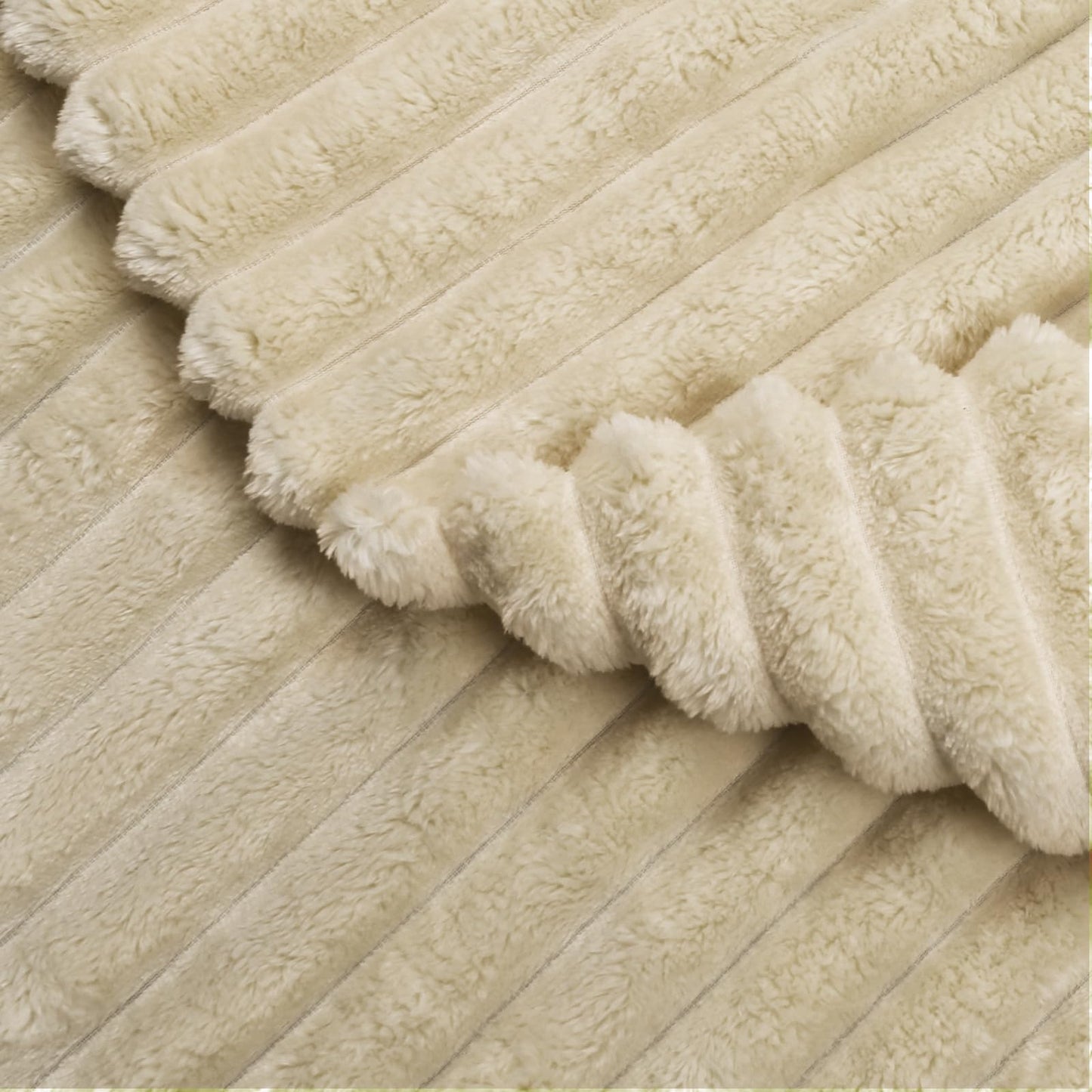 Excervent Solid Oversized Flannel Fleece Blanket (120x120 inches, Camel) Cozy Throw Blankets for Couch Sofa and Bed, King Size 10'X10' Super Soft Luxurious Warm Striped Blankets for Household Bedroom