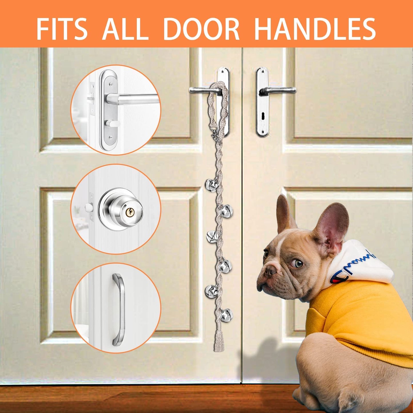 GINIDEAR Dog Bells to Go Outside & Puppy Potty Training, Adjustable Dog Door Bell Ring to Go Potty, Handmade with Premium Yarn. Twisted Style, Beige