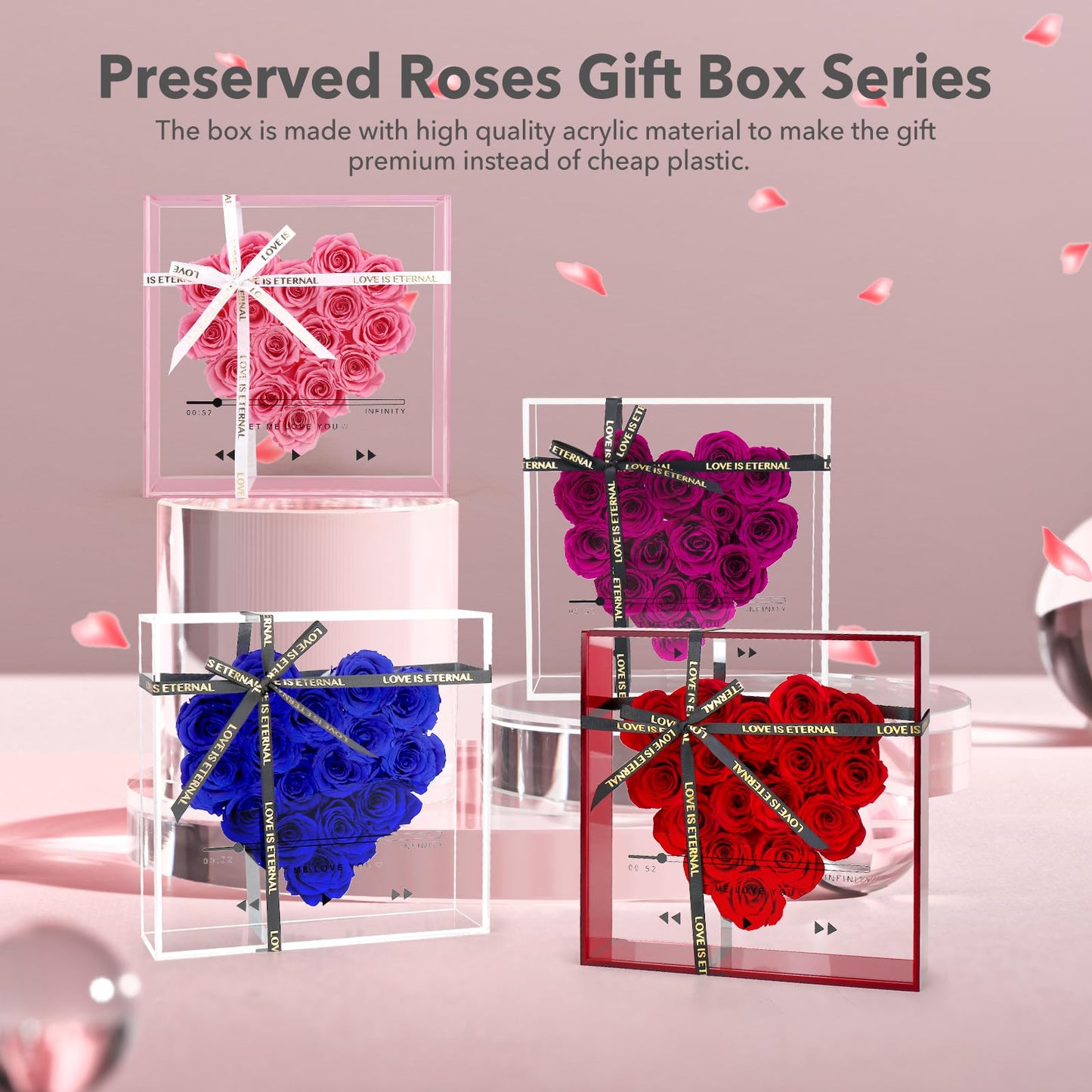 Preserved Roses, Forever Flowers, Blue Real Roses Last for 3 Years, Eternal Flowers Gift, Mothers Day, Valentines Day for for Mom Girlfriend Wife Grandmother (Blue)