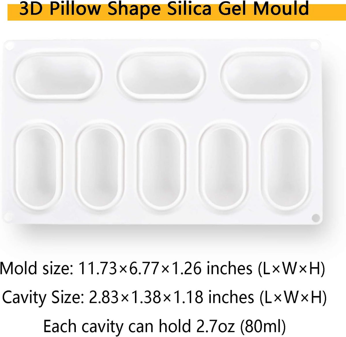 OCPO KITCHEN Pillow Silicone Mold for Baking Mousse Cake, 3D Silicone Baking Molds for Baking Cakes French Dessert Pastry Chocolate Cake Decoration Mold, 3D Pillow Shape (8-Cavity)