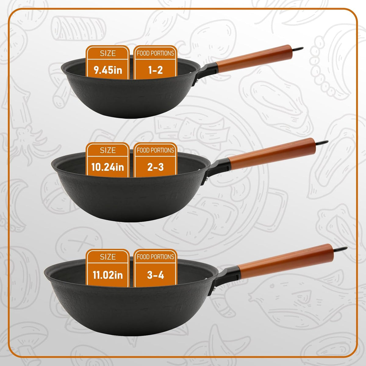 Nonstick Frying Wok Pan Hybrid, 9 Inch Preseasoned Deep Stir Fry Pan Skillet with Glass Lid, Traditional Chinese Cast Iron Wok, No Coated Saucepan for Induction, Electric, Gas, Grill Stoves