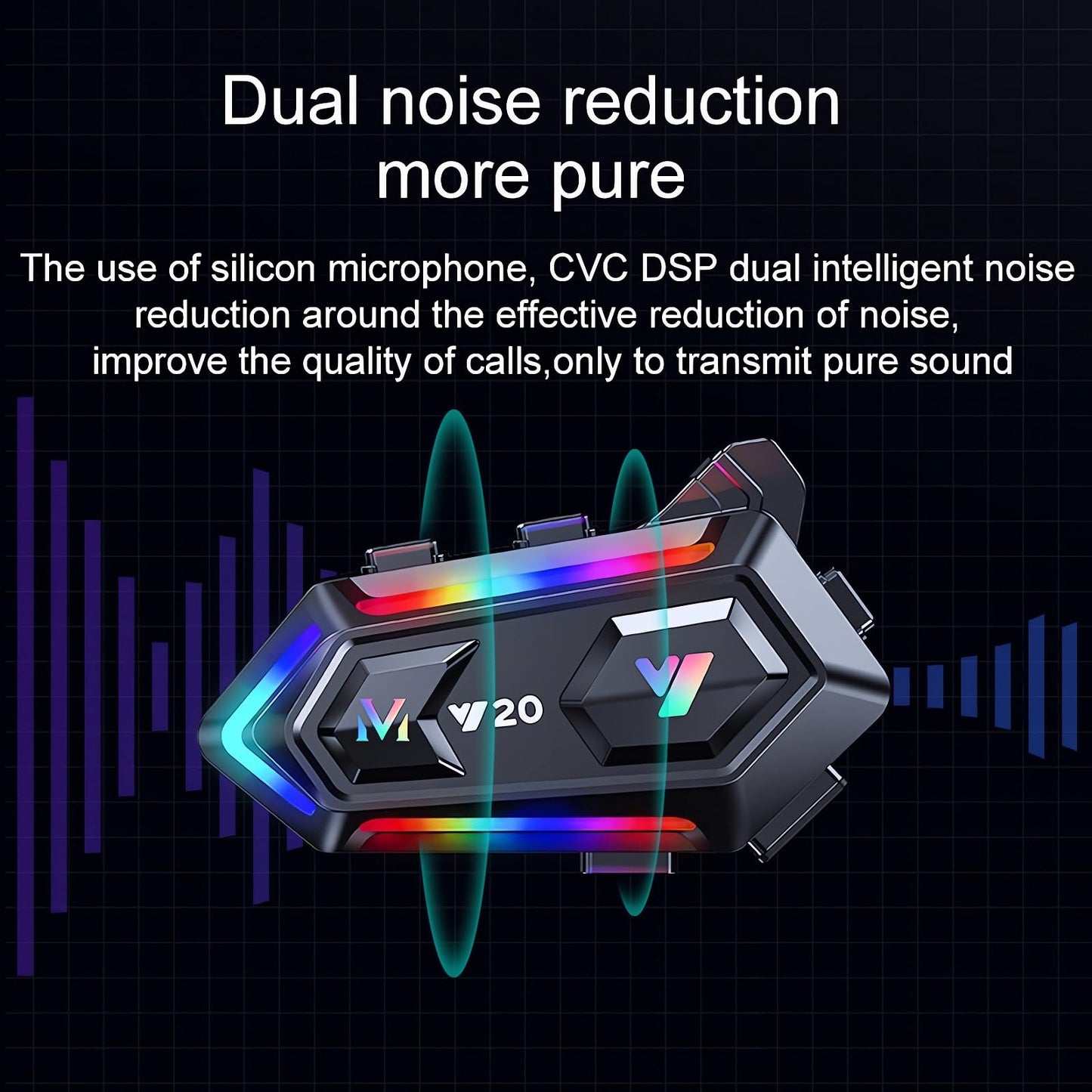 FEYA Motorcycle Helmet Speakers with 16-Types RGB Dazzling Lights High Battery Life Motorcycle Headphones Dual Noise Reduction/Automatic Answer/Call Music Control/Wake up Siri/IPX6