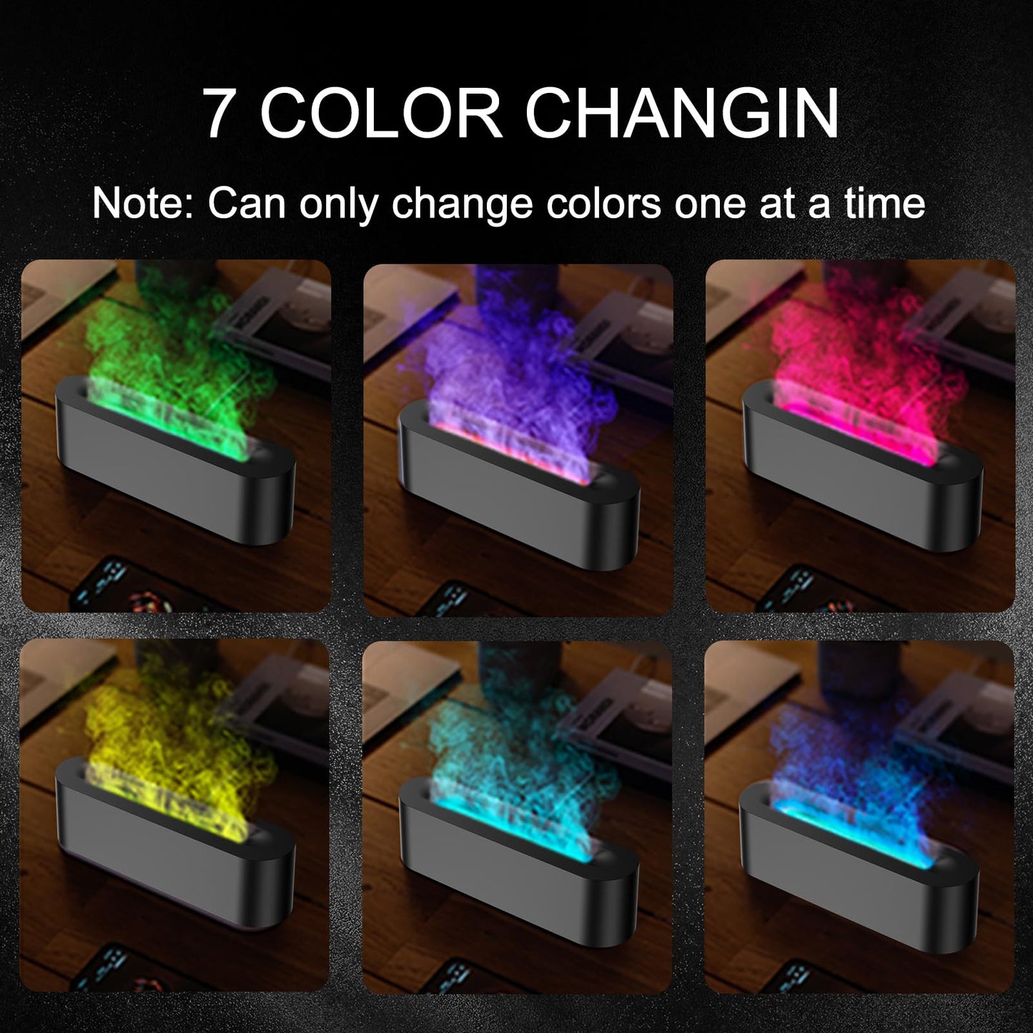 Colorful Flame Fire Diffuser Humidifier, Ultra-Quiet Aroma Essential Oils Aromatherapy Diffusers for Large Room, Bedroom, Office (Timeable, Waterless Auto off-150ml)