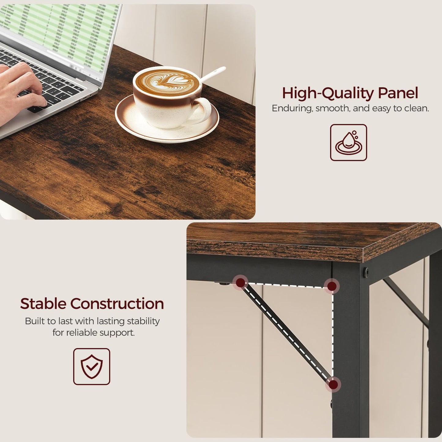 MAHANCRIS Overbed Table with Wheels, Queen Size Mobile Bed Desk with Adjustable Height, Rolling Table, Dining Table, Computer Desk, for Bedroom, Living Room, Office, Rustic Brown MTHR18001