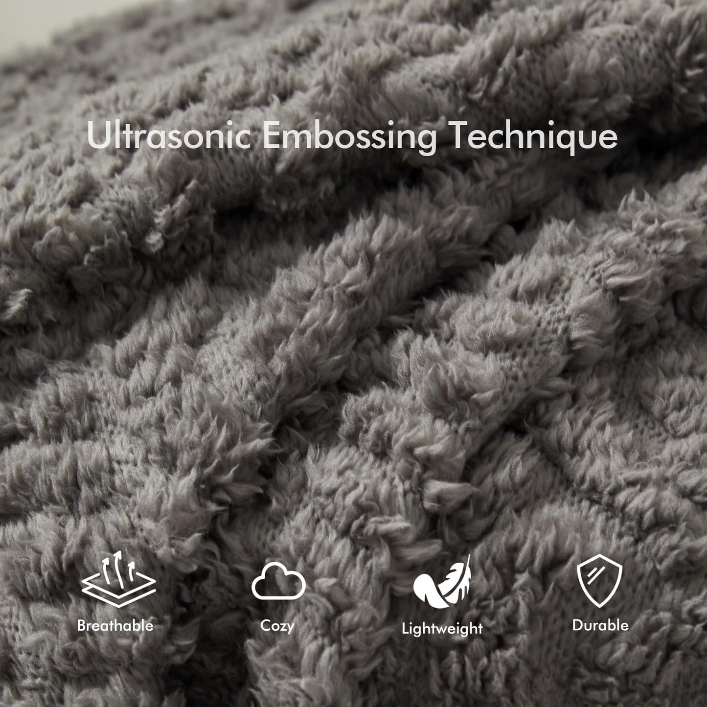 Royoliving Fuzzy Sherpa Wearable Fleece Blanket with Pockets for Adults, Ultra Soft Plush Shawl TV Throw Blankets (Grey, 58'' x 64'')