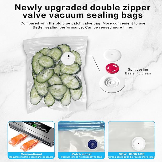 Handheld Vacuum Sealer for Food Powerful Vacuum Sealer Machine,Seal Meal Saver,Portable Food Sealer (Vacuum Sealer Machine + 30 Reusable Vacuum Bags）