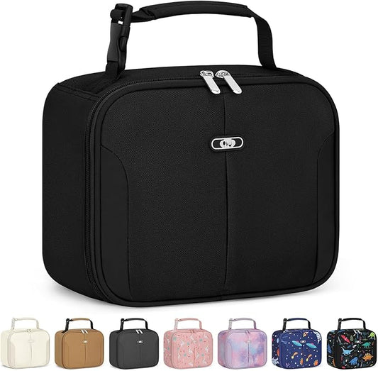 Capolo Insulated Lunch Box for Kids, Cute Thermal Lunch Bag for School, Reusable Lunch Tote for Boys and Girls, Durable Cooler Bag with Easy Grab Handle, Lightweight and Easy to Clean Meal Bag, black