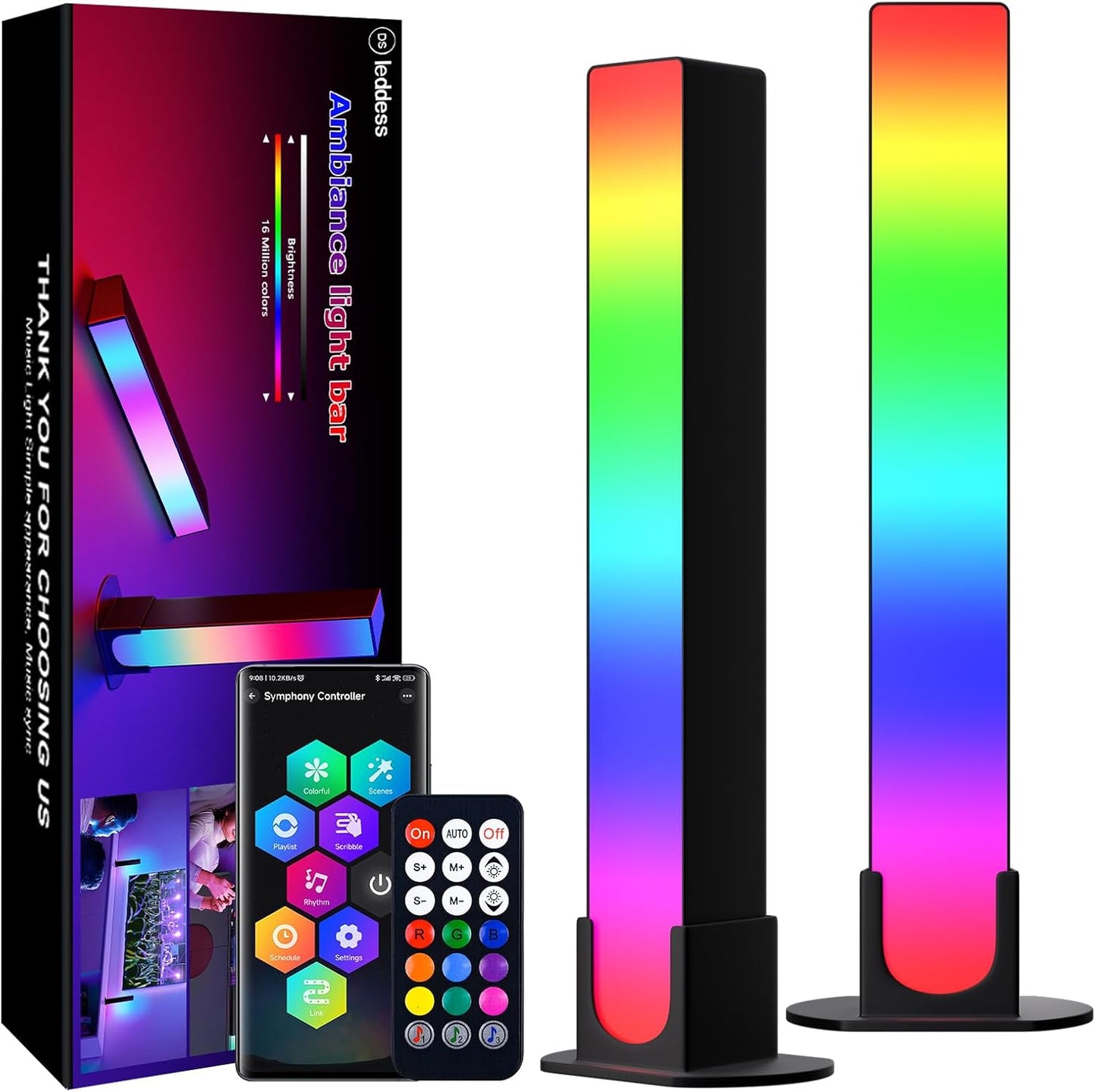 DS Smart LED Light Bars, Gaming Lights, Ambient Light, RGB TV Backlights with Scene Modes and Music Modes for Gaming, Computer Case, PC Monitor, TV, Laptop (Z Series)