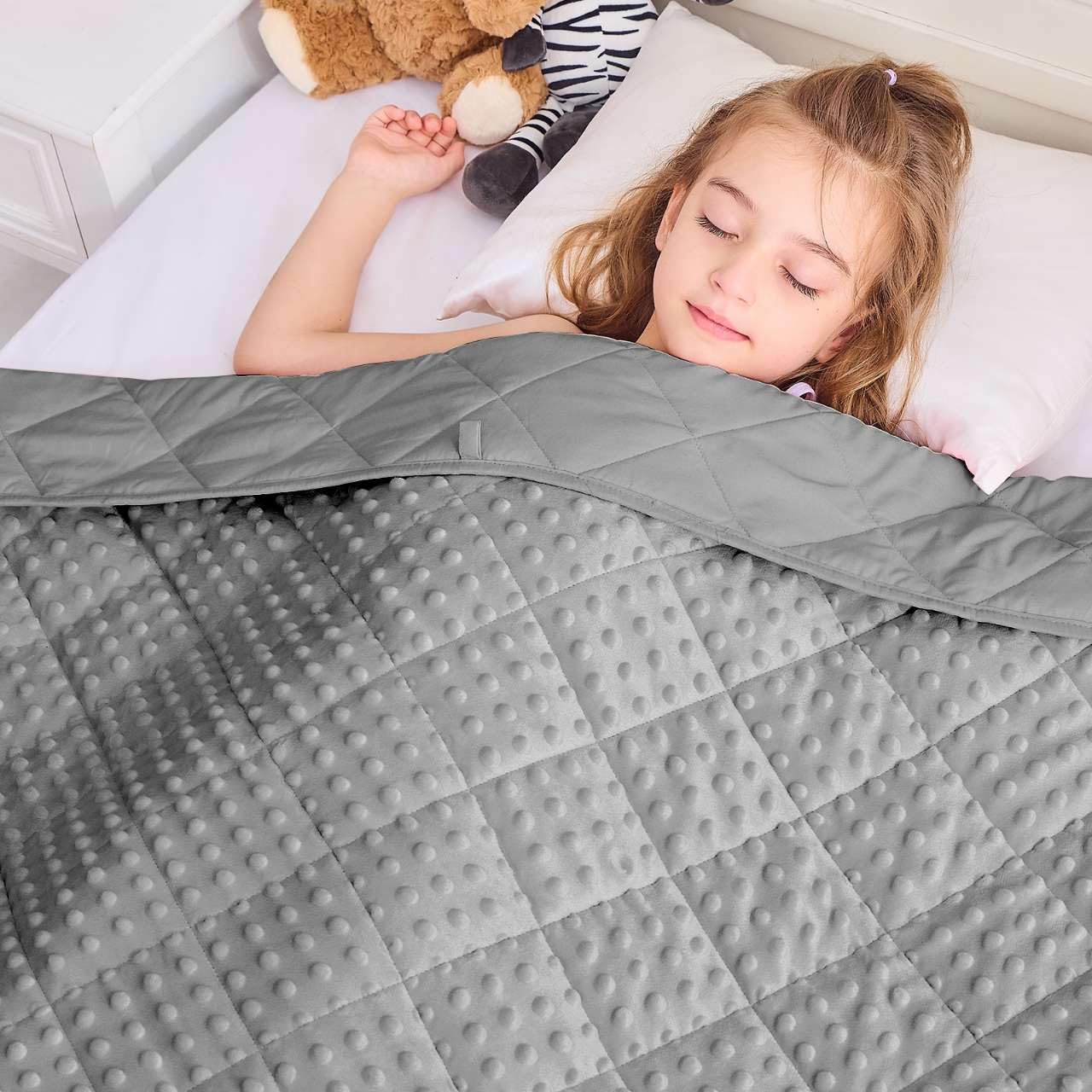 yescool Weighted Blanket Kids 7 lb Grey Cooling Weighted Throw Blanket Minky Plush Heavy Blankets Microfiber Small Blankets Fleece Warm Weighted Comforter, 40 * 60in