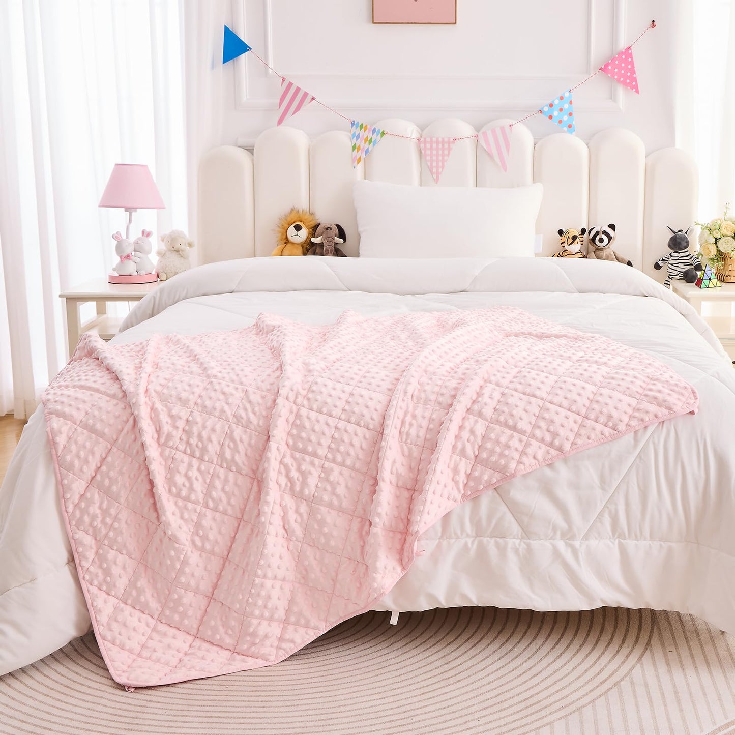 Weighted Blanket Kid 5 Pounds Blanket for Girls Washable Heavy Blanket Microfiber Children Weighted Throw Blankets Winter Weighted Comforter Blankets for 5+Years, 36 * 48in, Pink